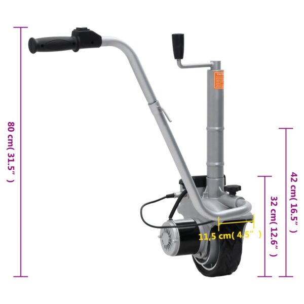 vidaXL Aluminum Motorized Jockey Wheel Trailer Mover 12 V 350 W - Image 8