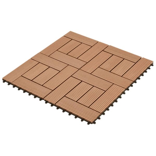 Brown 11 pcs 11.8"x11.8" Decking Tiles WPC 11 ftÂ² - Image 2