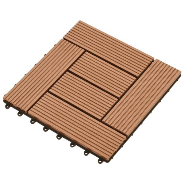 Brown 11 pcs 11.8"x11.8" Decking Tiles WPC 11 ftÂ² - Image 3