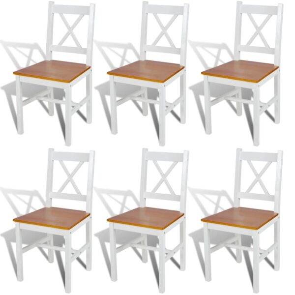 vidaXL Dining Chairs 6 pcs White Pinewood