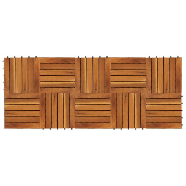 vidaxl 10 pcs Acacia Decking Tiles 11.8"x11.8" Vertical Pattern - Image 2