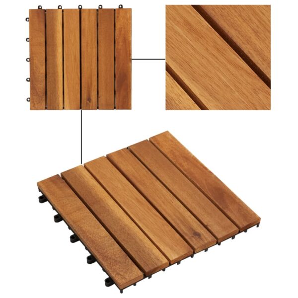 vidaxl 10 pcs Acacia Decking Tiles 11.8"x11.8" Vertical Pattern - Image 3