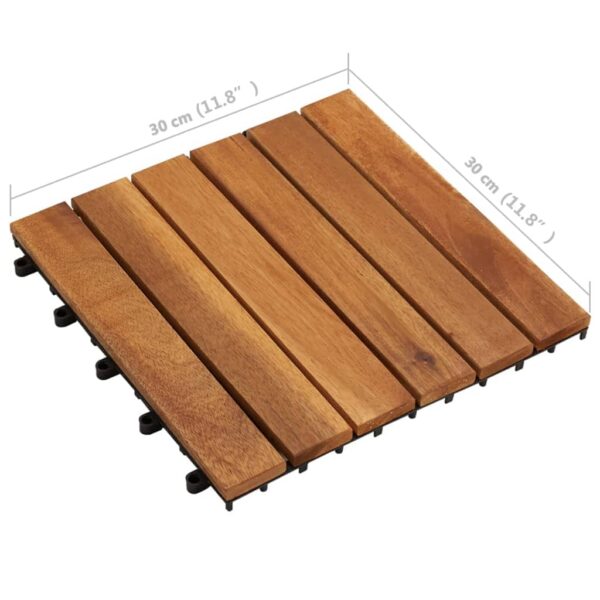 vidaxl 10 pcs Acacia Decking Tiles 11.8"x11.8" Vertical Pattern - Image 7