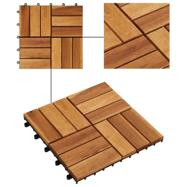 vidaXL 10 pcs Acacia Decking Tiles 11.8"x11.8" - Image 3