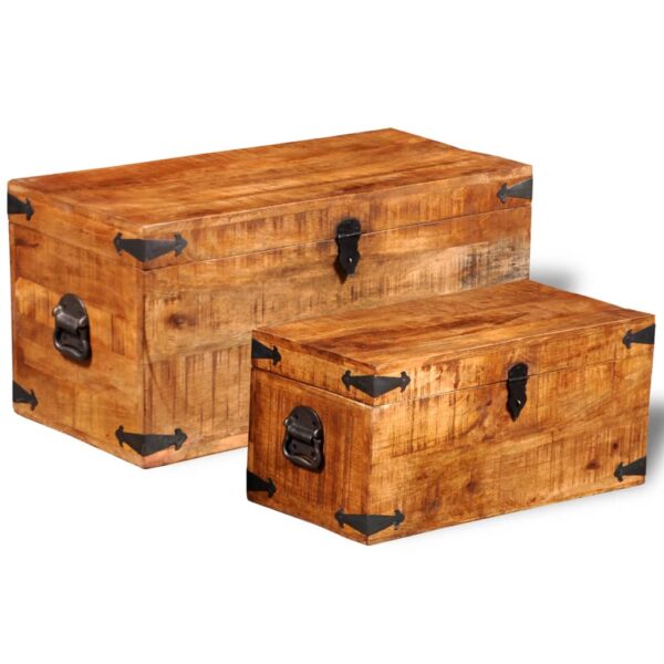 vidaXL Storage Chest Set 2 Pieces Rough Mango Wood