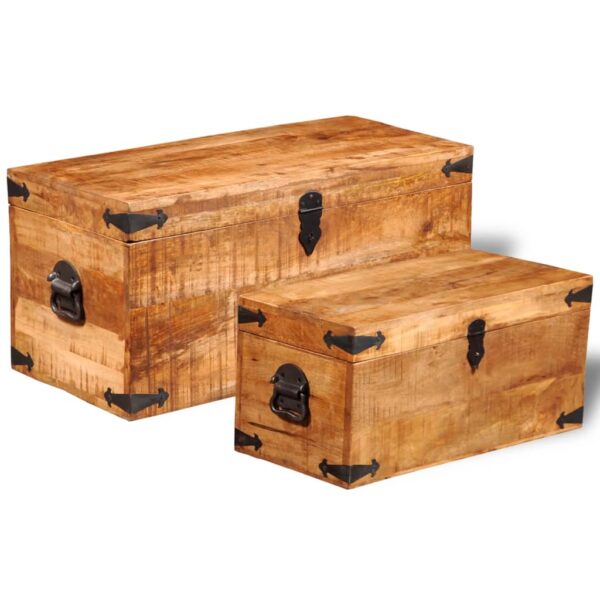 vidaXL Storage Chest Set 2 Pieces Rough Mango Wood - Image 4