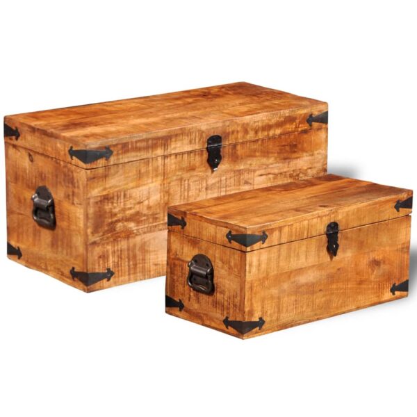 vidaXL Storage Chest Set 2 Pieces Rough Mango Wood - Image 5