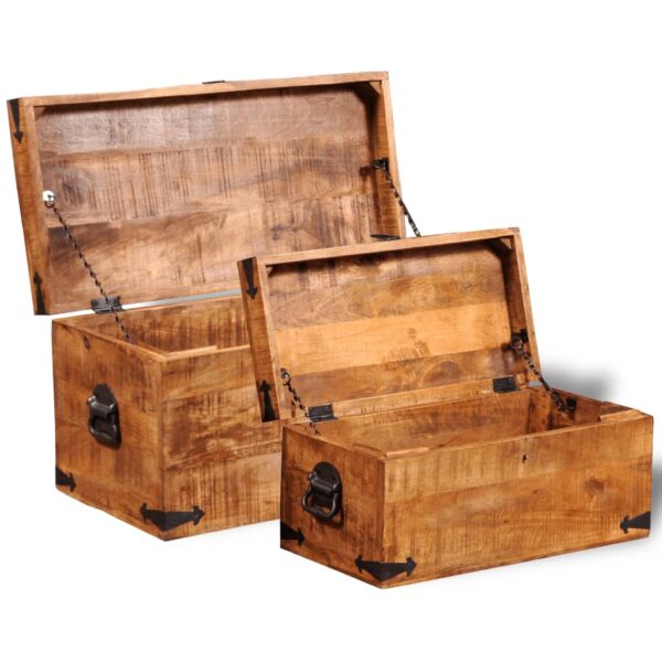 vidaXL Storage Chest Set 2 Pieces Rough Mango Wood - Image 6