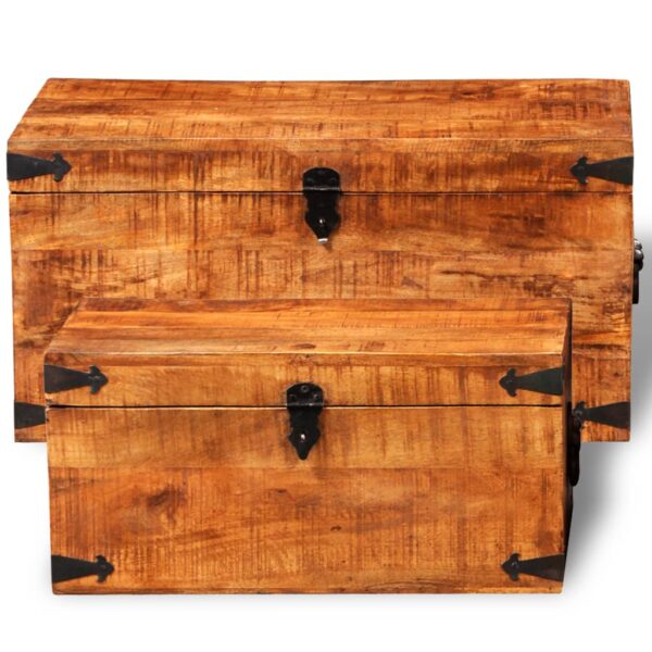 vidaXL Storage Chest Set 2 Pieces Rough Mango Wood - Image 7