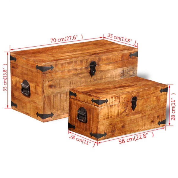 vidaXL Storage Chest Set 2 Pieces Rough Mango Wood - Image 8