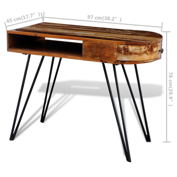 vidaXL Desk Reclaimed Solid Wood with Iron Legs - Image 8