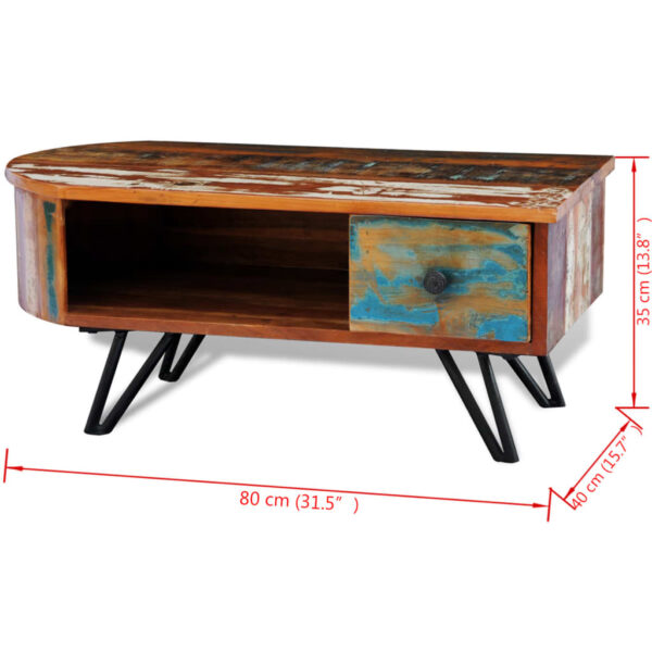 vidaXL Coffee Table with Iron Pin Legs Solid Reclaimed Wood - Image 7