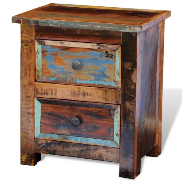 vidaXL Nightstand with 2 Drawers Solid Reclaimed Wood - Image 4