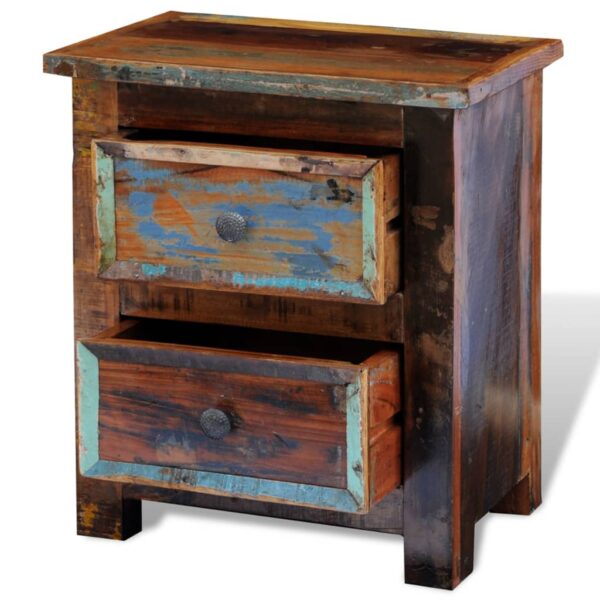 vidaXL Nightstand with 2 Drawers Solid Reclaimed Wood - Image 7