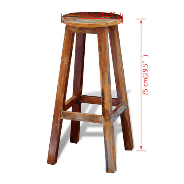 vidaXL Bar Stool Solid Reclaimed Wood - Image 8