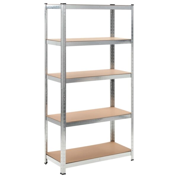 vidaXL 5-Layer Heavy-duty Shelves 5 pcs Silver Steel&Engineered Wood - Image 3