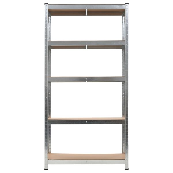 vidaXL 5-Layer Heavy-duty Shelves 5 pcs Silver Steel&Engineered Wood - Image 4