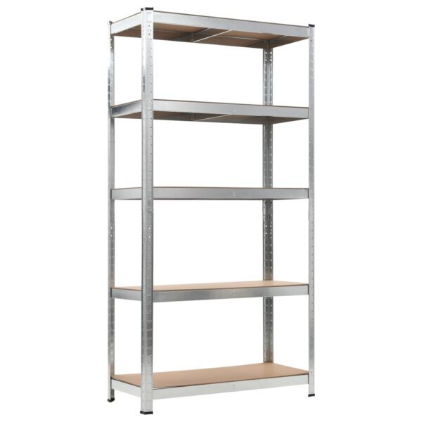 vidaXL 5-Layer Heavy-duty Shelves 10 pcs Silver Steel&Engineered Wood - Image 3