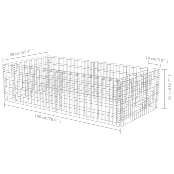 vidaXL Gabion Planter Galvanized Steel 70.9"x35.4"x19.7" - Image 7