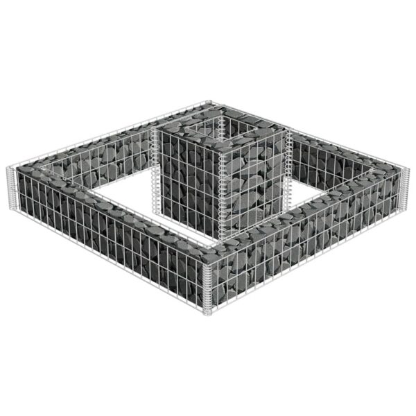 vidaXL Gabion Planter Galvanized Steel 47.2"x47.2"x7.8" - Image 3