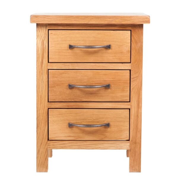 vidaXL Nightstand with 3 Drawers Solid Oak Wood 15.7"x11.8"x21.3" - Image 2