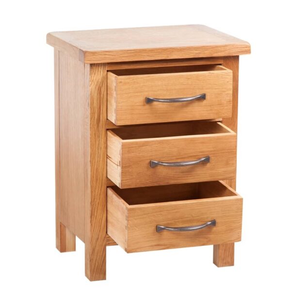 vidaXL Nightstand with 3 Drawers Solid Oak Wood 15.7"x11.8"x21.3" - Image 3