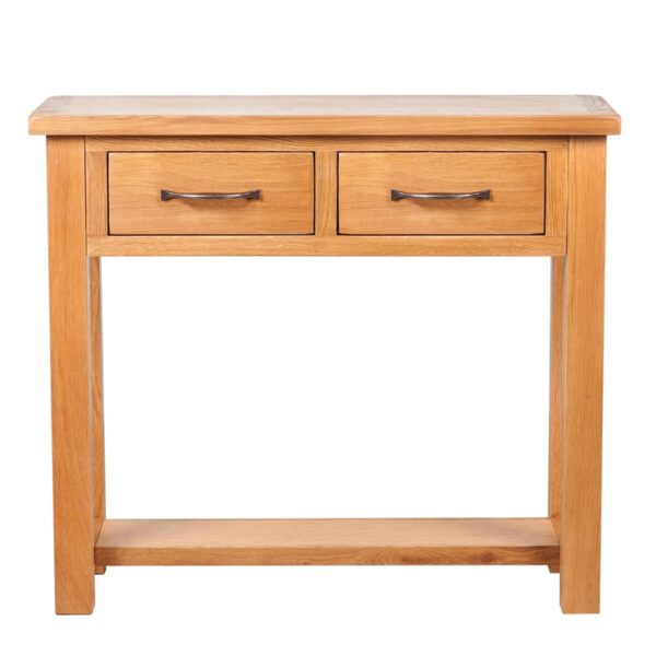 vidaXL Console Table with 2 Drawers Solid Oak Wood 32.7"x11.8"x28.7" - Image 2