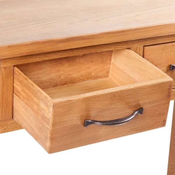 vidaXL Console Table with 2 Drawers Solid Oak Wood 32.7"x11.8"x28.7" - Image 3