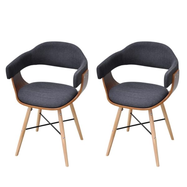 vidaXL Dining Chairs 2 pcs Dark Gray Bent Wood and Fabric - Image 2