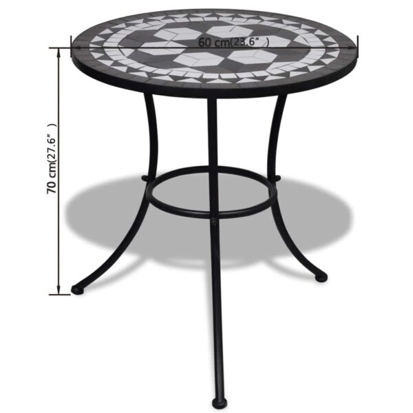 vidaXL 3 Piece Bistro Set Ceramic Tile Black and White - Image 11