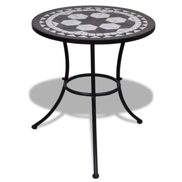 vidaXL 3 Piece Bistro Set Ceramic Tile Black and White - Image 7