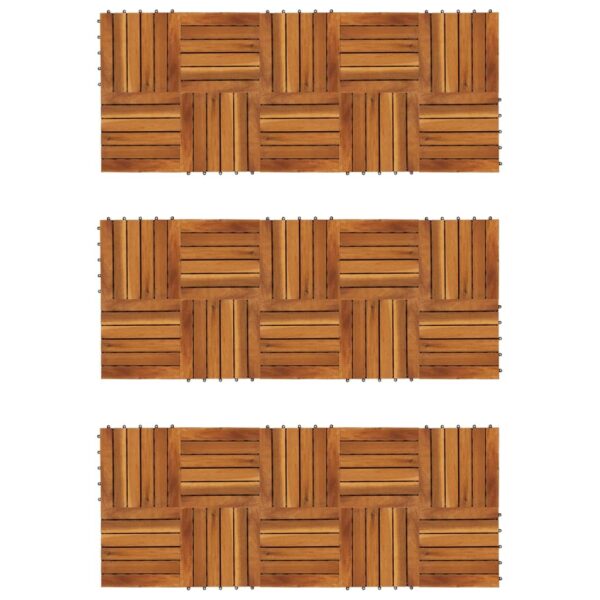 vidaXL Decking Tiles Vertical Pattern 11.8"x11.8" Acacia Set of 30