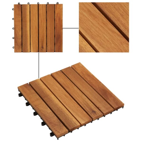 vidaXL Decking Tiles Vertical Pattern 11.8"x11.8" Acacia Set of 30 - Image 3