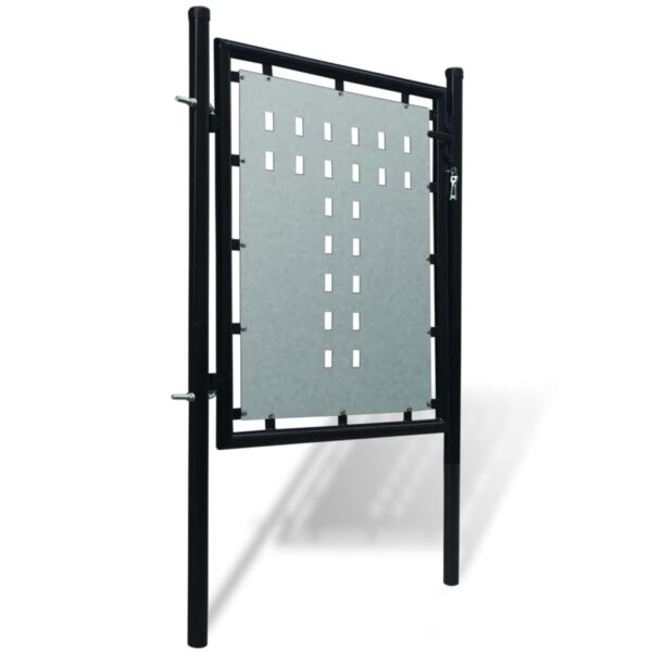 vidaXL Black Single Door Fence Gate 39.4"x49.2" - Image 2