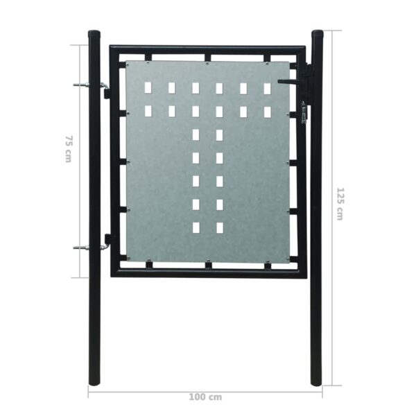 vidaXL Black Single Door Fence Gate 39.4"x49.2" - Image 5