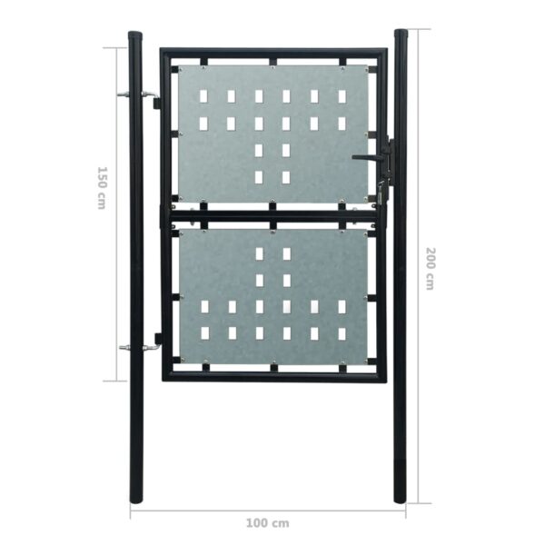 vidaXL Black Single Door Fence Gate 39.4"x78.7" - Image 5