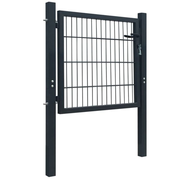 vidaXL 2D Fence Gate (Single) Anthracite Gray 41.7"x51.2" - Image 2