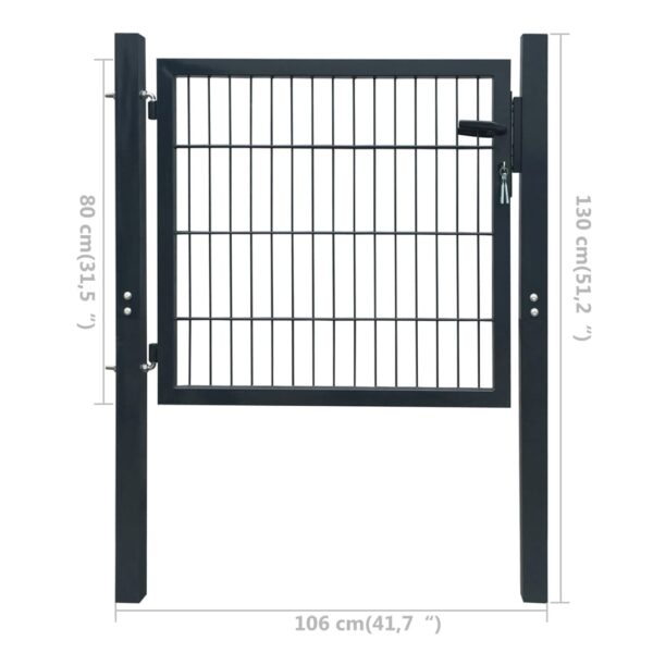 vidaXL 2D Fence Gate (Single) Anthracite Gray 41.7"x51.2" - Image 6