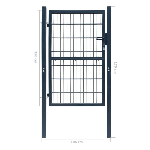 vidaXL 2D Fence Gate (Single) Anthracite Gray 41.7" x 66.9" - Image 7