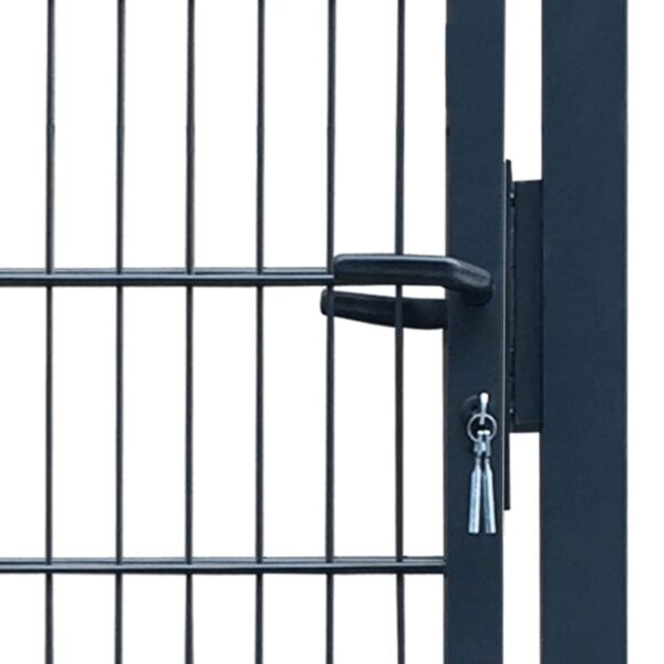 vidaXL 2D Fence Gate (Single) Anthracite Gray 41.7" x 90.6" - Image 4