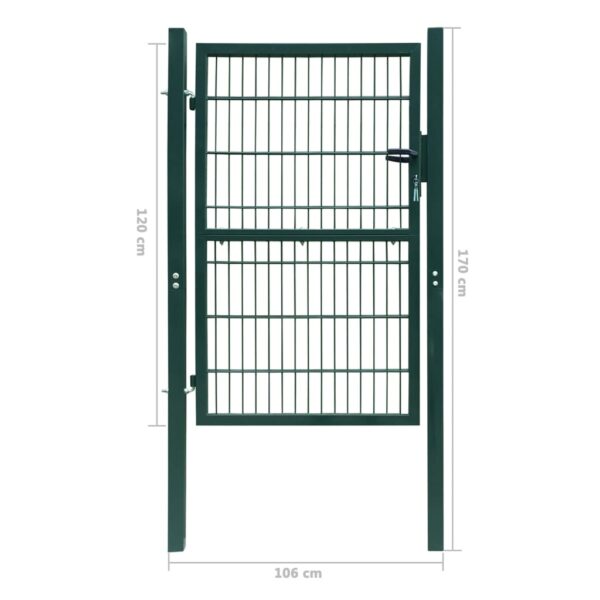 vidaXL 2D Fence Gate (Single) Green 41.7"x66.9" - Image 7