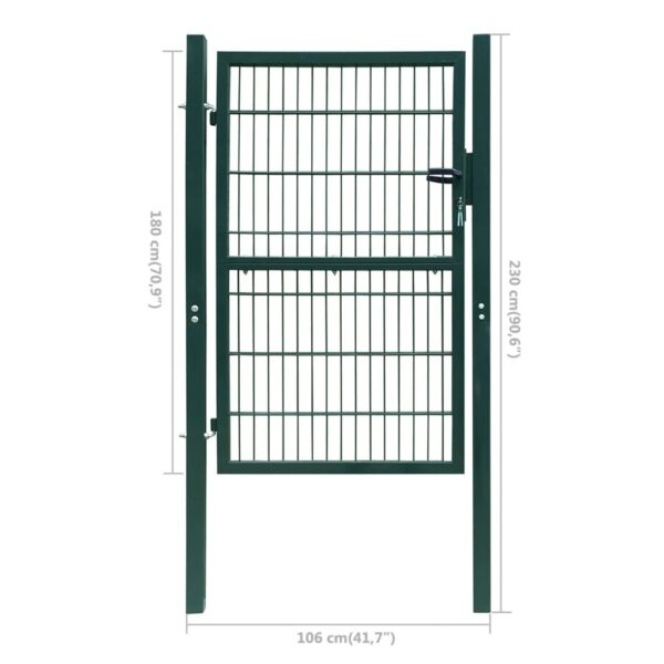 vidaXL 2D Fence Gate (Single) Green 41.7"x90.6" - Image 7