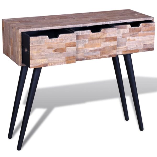 vidaXL Console Table with 3 Drawers Reclaimed Teak Wood - Image 3