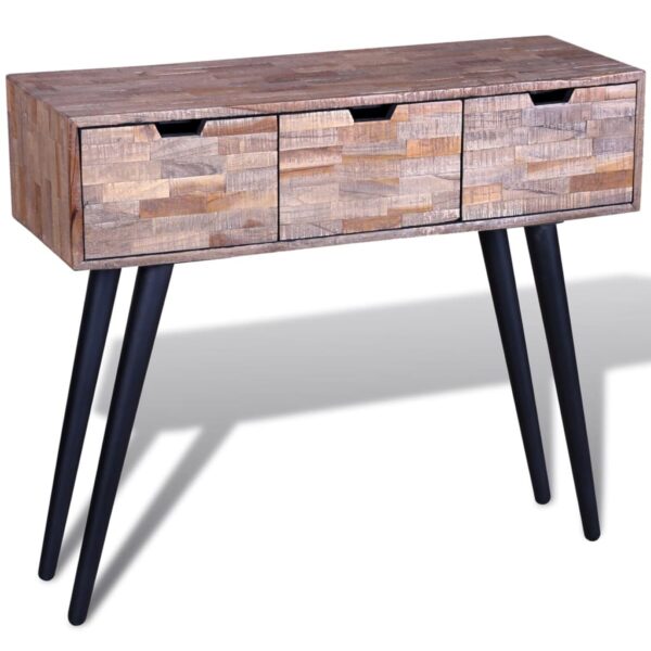 vidaXL Console Table with 3 Drawers Reclaimed Teak Wood - Image 7