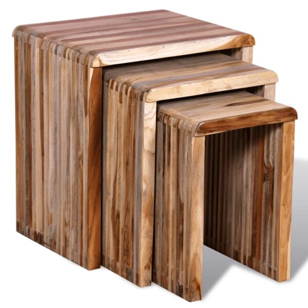 vidaXL Nesting Table Set 3 Pieces Reclaimed Teak - Image 2