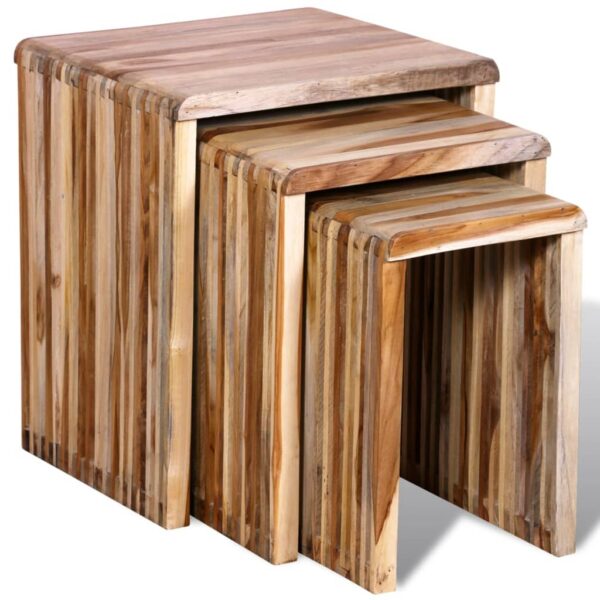 vidaXL Nesting Table Set 3 Pieces Reclaimed Teak - Image 3