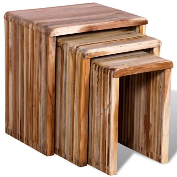 vidaXL Nesting Table Set 3 Pieces Reclaimed Teak - Image 4