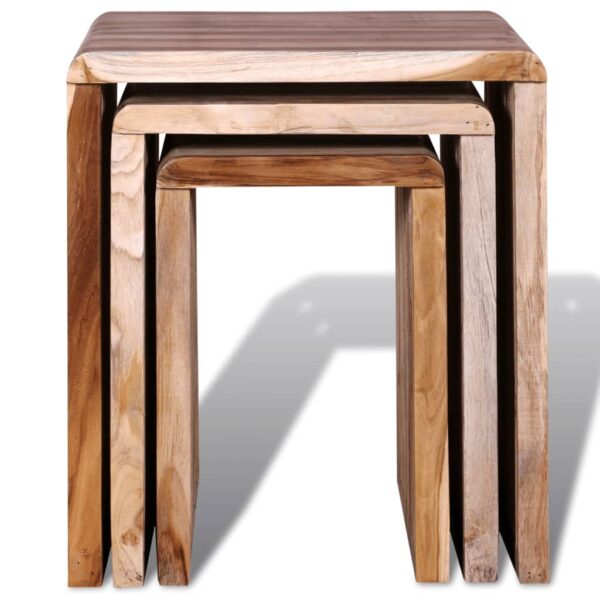 vidaXL Nesting Table Set 3 Pieces Reclaimed Teak - Image 7