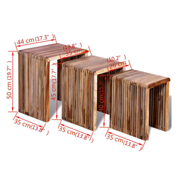 vidaXL Nesting Table Set 3 Pieces Reclaimed Teak - Image 8