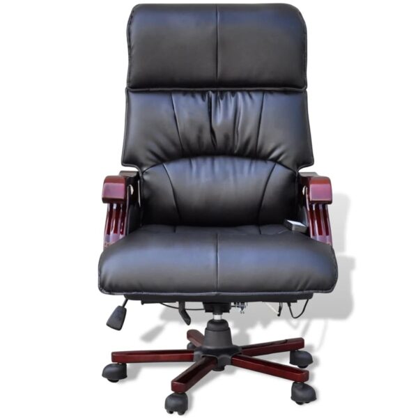 vidaXL Black Top Real Leather Adjustable Massage Office Chair - Image 2